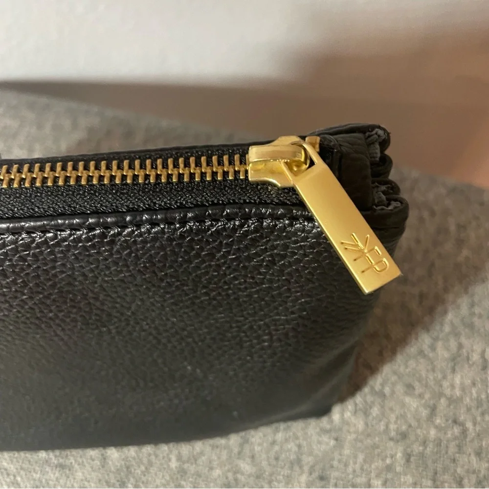 Freshly Picked Black Classic Zipper Pouch w/ Polished Gold and a tassel charm